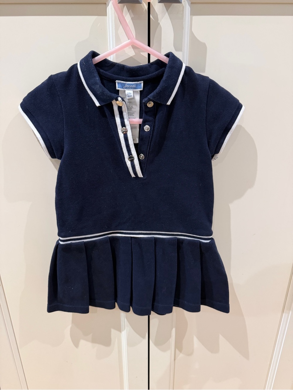 Jacadi 2t Navy Polo Peplum Dress for Kids
